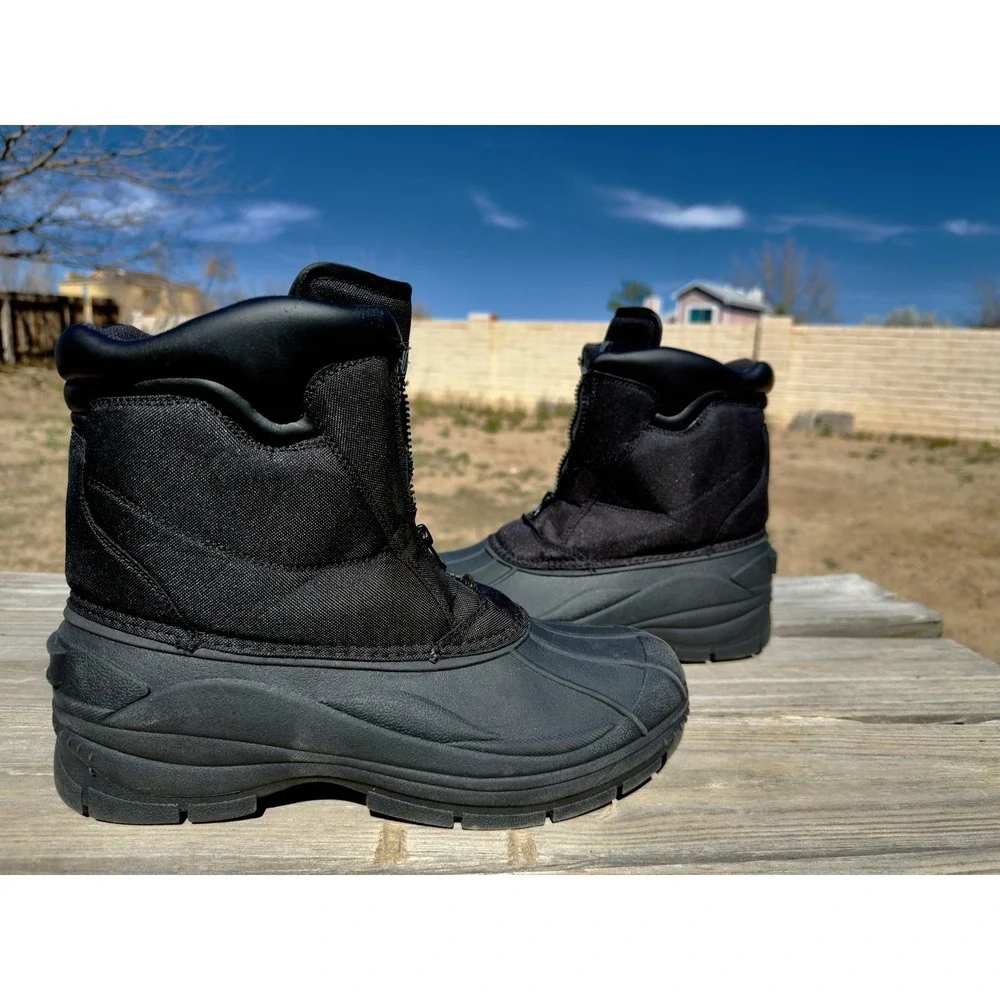 Khombu Boots Men's 12 M Black Glacier Zip Paul Snow Boots Thermal Insulation